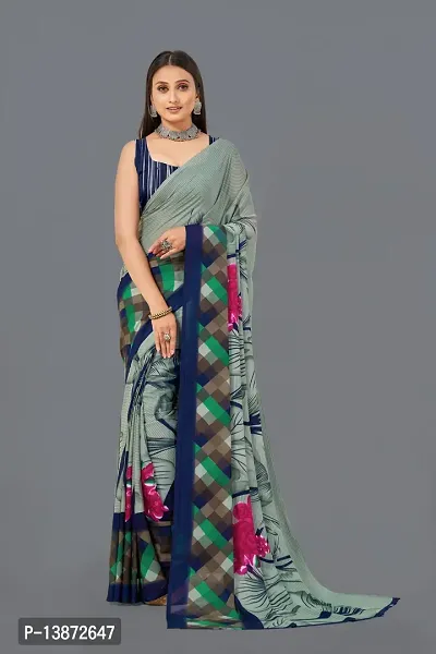 Stylish Georgette Multicoloured Printed Saree with Blouse piece For Women Pack Of 1