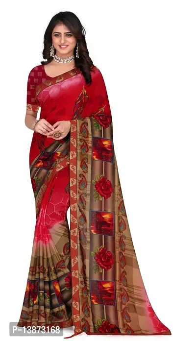 Stylish Georgette Multicoloured Embroidered Saree with Blouse piece For Women Pack Of 1-thumb0