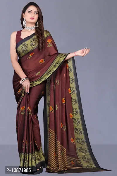 Stylish Chiffon Multicoloured Printed Saree with Blouse piece For Women Pack Of 1