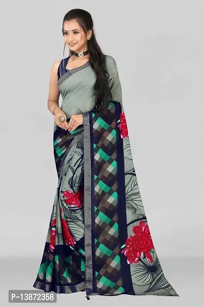 Stylish Georgette Multicoloured Embroidered Saree with Blouse piece For Women Pack Of 1