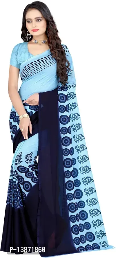 Stylish Georgette Multicoloured Printed Saree with Blouse piece For Women Pack Of 1