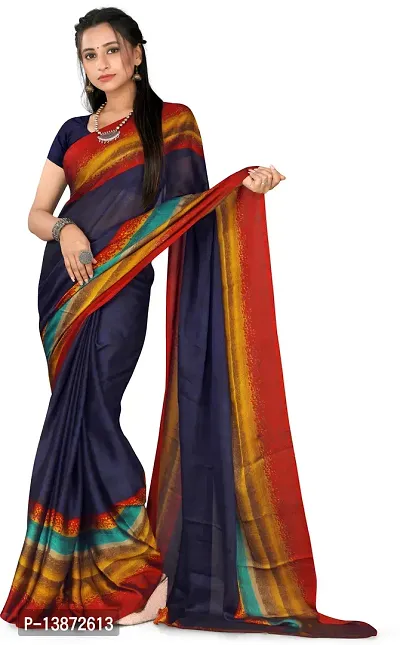 Stylish Chiffon Multicoloured Printed Saree with Blouse piece For Women Pack Of 1