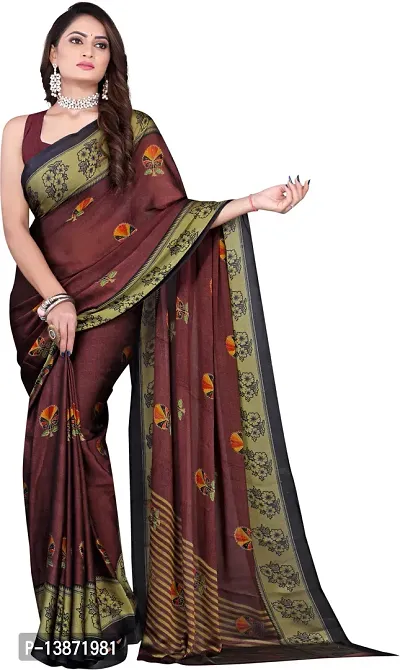 Stylish Chiffon Multicoloured Printed Saree with Blouse piece For Women Pack Of 1