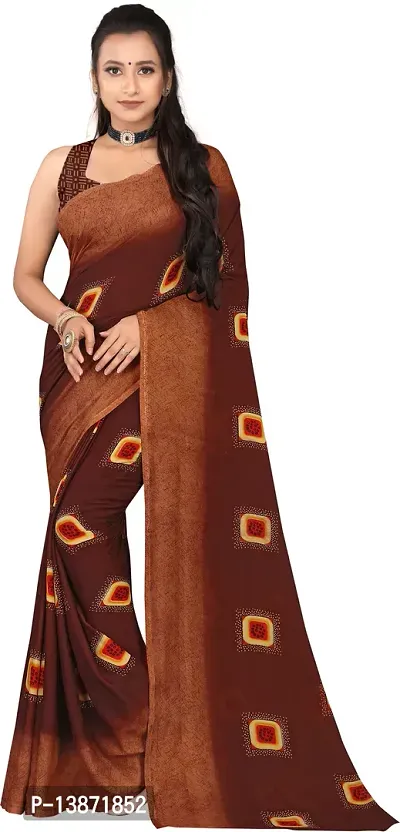 Stylish Georgette Multicoloured Printed Saree with Blouse piece For Women Pack Of 1-thumb0