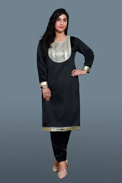 Beautiful Velvet Maroon Embroidered Kurta Pant Set For Women