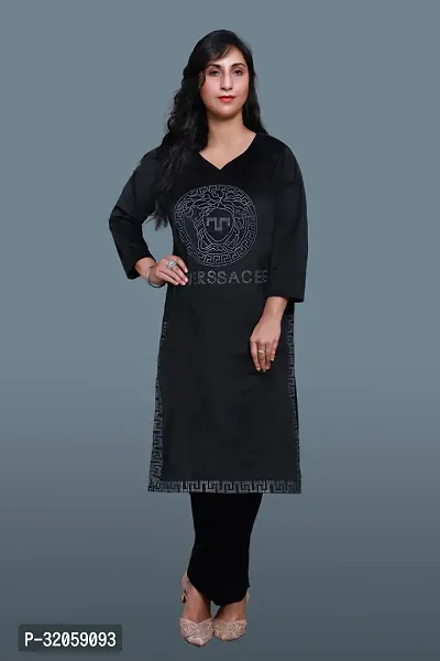 Beautiful Velvet Black Embroidered Kurta Pant Set For Women-thumb0