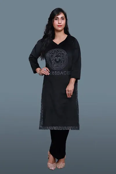 Beautiful Velvet Maroon Embroidered Kurta Pant Set For Women