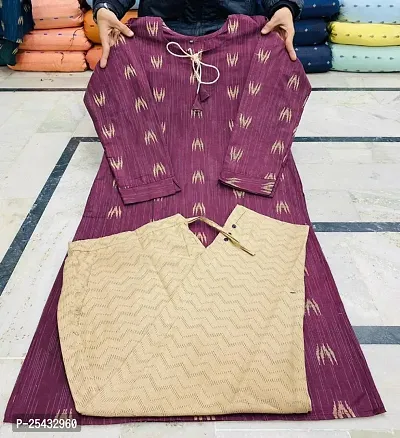 Fancy Cotton Blend Kurta Set For Women