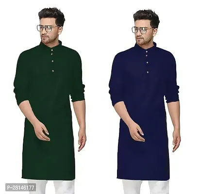Mens KneeLength Viscose Rayon Straight Kurta with Exquisite Mirror Work Perfect for Festive Party Ethnic WearPACK OF 2