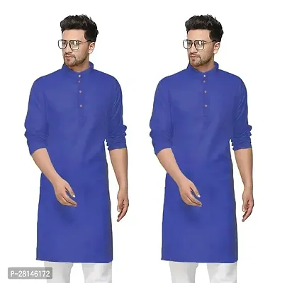 Mens KneeLength Viscose Rayon Straight Kurta with Exquisite Mirror Work Perfect for Festive Party Ethnic WearPACK OF 2-thumb0