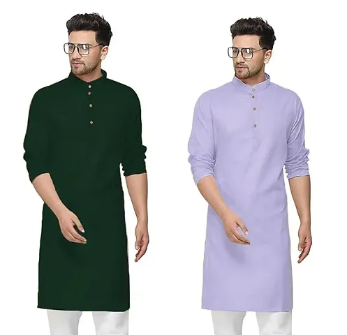 Mens KneeLength Viscose Rayon Straight Kurta with Exquisite Mirror Work Perfect for Festive Party Ethnic WearPACK OF 2