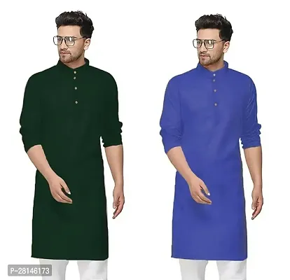 Mens KneeLength Viscose Rayon Straight Kurta with Exquisite Mirror Work Perfect for Festive Party Ethnic WearPACK OF 2