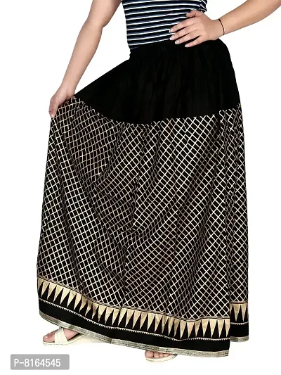 KURTISKIRT Women and Girl Gold Printed Skirt-Women and Girl (Free Size, Black)-thumb4