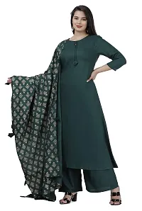 Women and Girls REYON Kurti, Plazo with Dupatta-Set -MEROON-thumb1