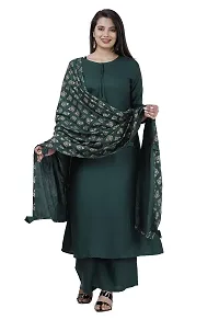 Women and Girls REYON Kurti, Plazo with Dupatta-Set -MEROON-thumb3