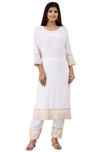 Women's Rayon Katha Work Kurta with Pant  Dupatta Set with Printed-thumb4