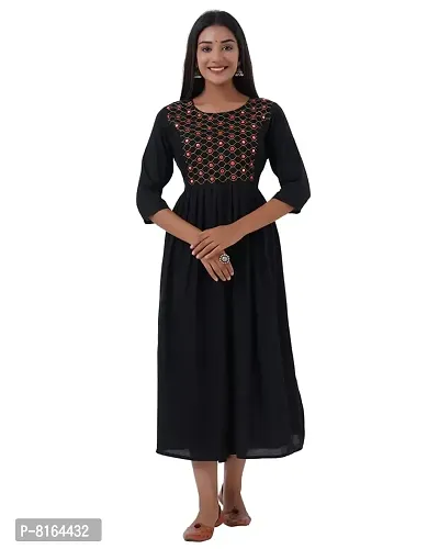 Women's Mirror Work Embroidered Anarkali Long Kurta-thumb3