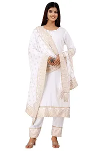 Women's Rayon Katha Work Kurta with Pant  Dupatta Set with Printed-thumb1