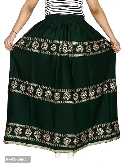 KURTISKIRTS Women and Girls Latest Long Skirt Printed (Free Size, Green)-thumb3