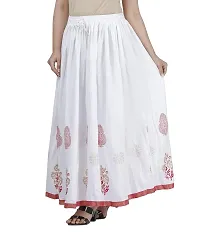 KURTISKIRTS Women and Girls Gold Printed Rayon Skirt-White (Free Size, White)-thumb3