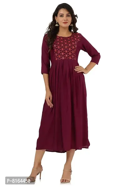 Women's Mirror Work Embroidered Anarkali Long Kurta-thumb2