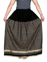 KURTISKIRT Women and Girl Gold Printed Skirt-Women and Girl (Free Size, Black)-thumb1