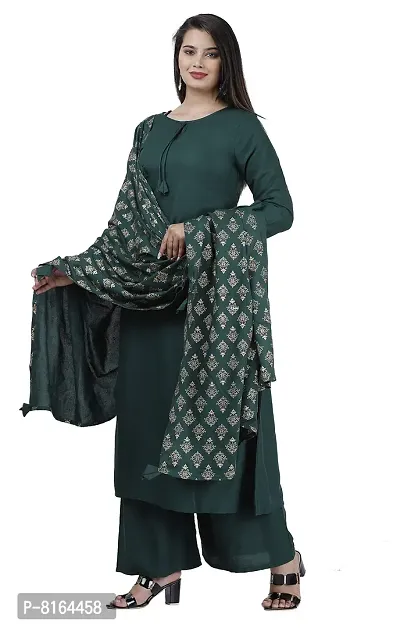 Women and Girls REYON Kurti, Plazo with Dupatta-Set -MEROON-thumb5