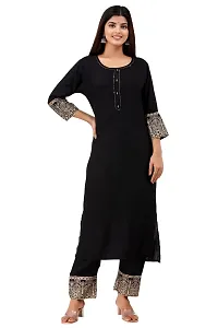 Women's Rayon Katha Work Kurta with Pant  Dupatta Set with Printed-thumb4