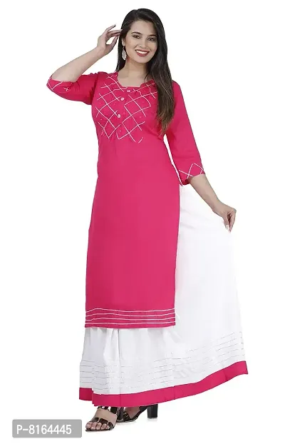 kurtiskirt Women Latest lon Kurta with Skirt Set gota Kurti and Skirt Set for Women-thumb5