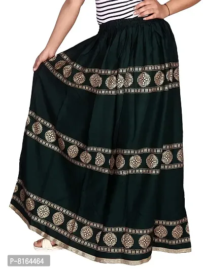 KURTISKIRTS Women and Girls Latest Long Skirt Printed (Free Size, Green)-thumb4