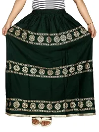 KURTISKIRTS Women and Girls Latest Long Skirt Printed (Free Size, Green)-thumb1