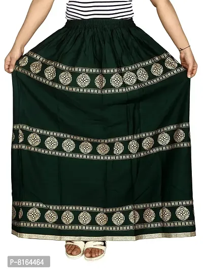 KURTISKIRTS Women and Girls Latest Long Skirt Printed (Free Size, Green)-thumb2