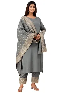 Women's Rayon Katha Work Kurta with Pant  Dupatta Set with Printed-thumb3