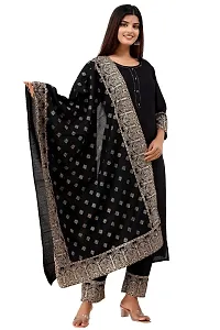 Women's Rayon Katha Work Kurta with Pant  Dupatta Set with Printed-thumb3