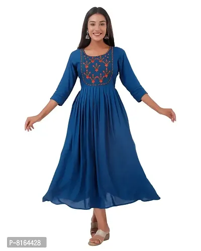 Women's Embroidered Anarkali Long Kurta-thumb0