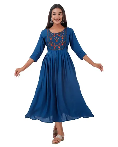 Women's Embroidered Anarkali Long Kurta