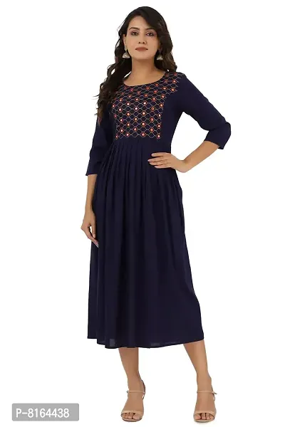 Women's Mirror Work Embroidered Anarkali Long Kurta-thumb2