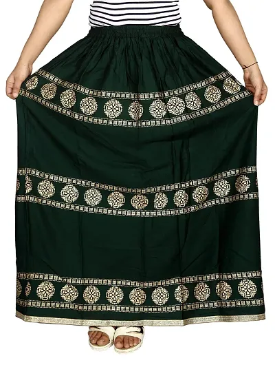 KURTISKIRTS Women and Girls Latest Long Skirt (Free Size, Green)