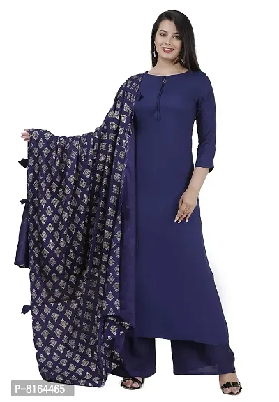 Women and Girls REYON Kurti, Plazo with Dupatta-Set -MEROON