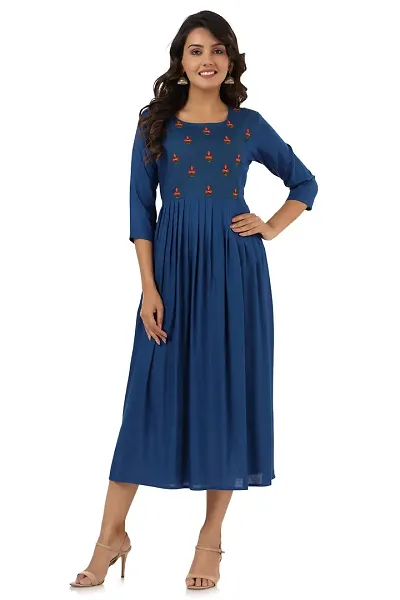 Stylish Rayon Embroidered Anarkali Long Kurta