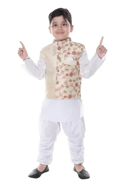 Classic Kurta Set for Kids Boys with Waist Coat