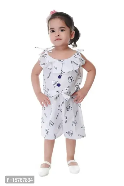 Classic Cotton Printed Jumpsuits for Kids Girls-thumb0
