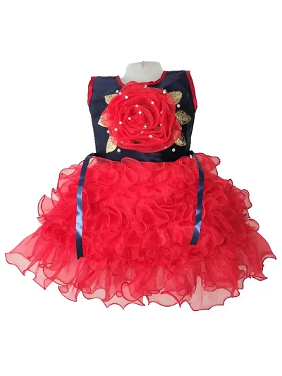 Partywear Flower Applique Net Dress