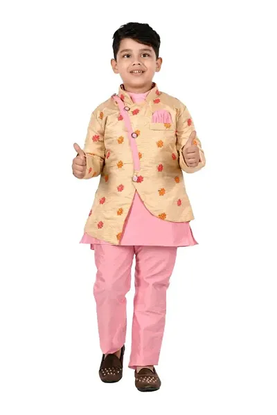 BOYS EMBROIDERED PRINCE SUIT WITH KURTA AND PAJAMA