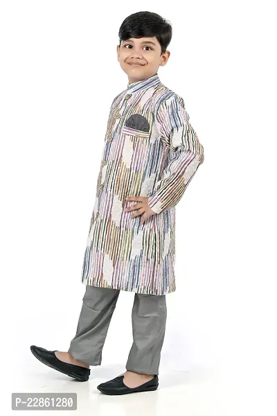 Classic Art Silk Solid Sherwani Set for Kids Boys-thumb5