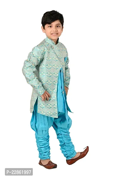 Classic Art Silk Solid Sherwani Set for Kids Boys-thumb2