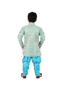 Classic Art Silk Solid Sherwani Set for Kids Boys-thumb2