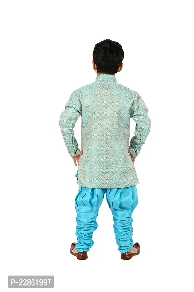 Classic Art Silk Solid Sherwani Set for Kids Boys-thumb3