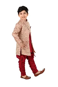 Classic Art Silk Solid Sherwani Set for Kids Boys-thumb2