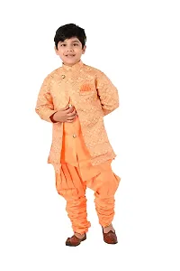 Classic Art Silk Solid Sherwani Set for Kids Boys-thumb1